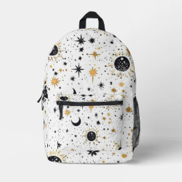 Sonnenmondstars aus Schwarz und Gold Bedruckter Rucksack
