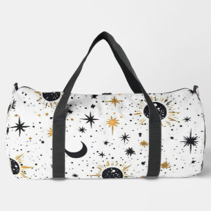 Sonnenmondstars aus Schwarz und Gold Duffle Bag