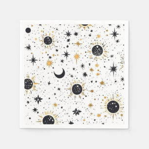 Sonnenmondstars aus Schwarz und Gold Serviette