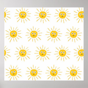 Sonnenmotive: Vintag skizzenhaft nahtlos. Poster