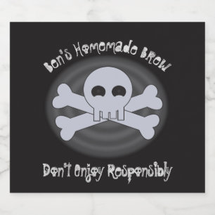 Sonnenname Eigenemade Bierbraun Skull Black Brew Bierflaschenetikett