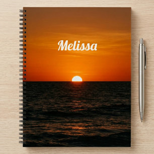 Sonnennuntergang-Ozean-Wandkunst mit individuellem Notizbuch