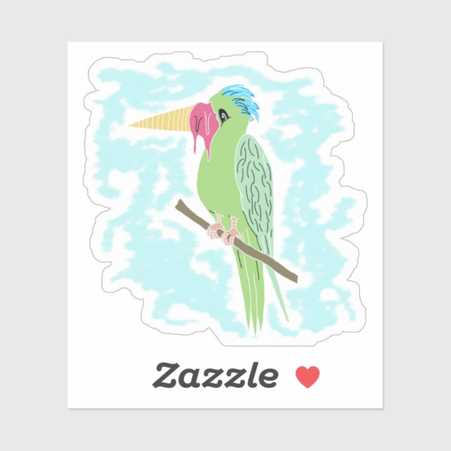 Sonnenpapagei mit Eiscreme Aufkleber (Blatt)