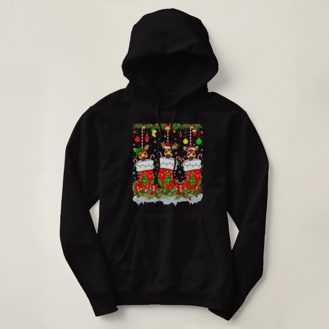 Sonnenpferd in Weihnachten Socken Lichter Weihnach Hoodie (Design vorne)