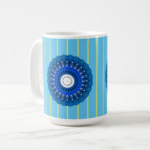 Sonnenpinstripe Türkis und Blue Mandala Tasse