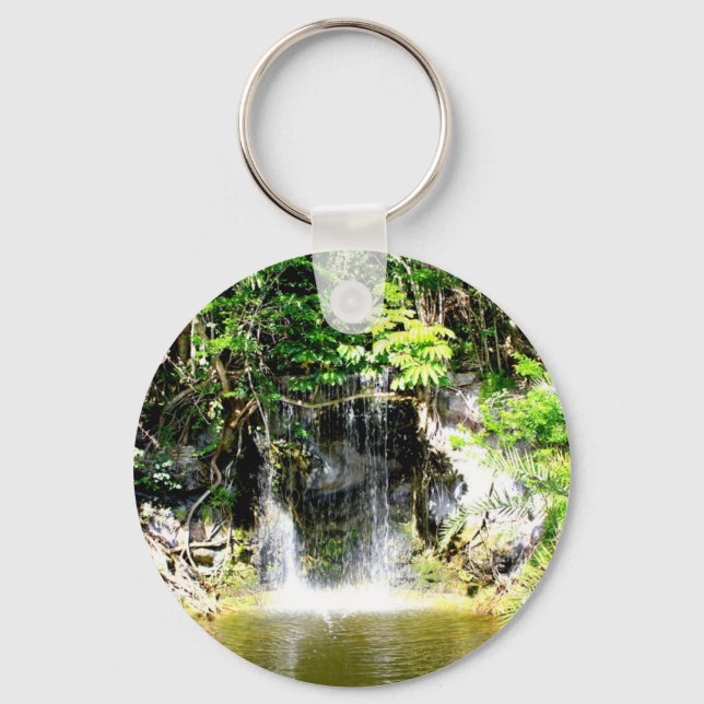 Sonnenreflektierter Wasserfall Schlüsselanhänger (Vorderseite)