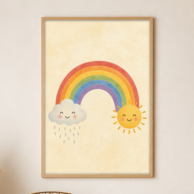 Sonnenregenbogen Gouache Boho Kunstposter Poster (Shown framed for scale. Poster ships unframed; frames are an optional add-on.)