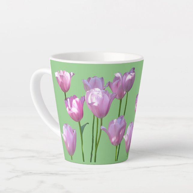 Sonnenrosa Tulpen Kruste. BC Green Latte Tasse (Linke Ecke)
