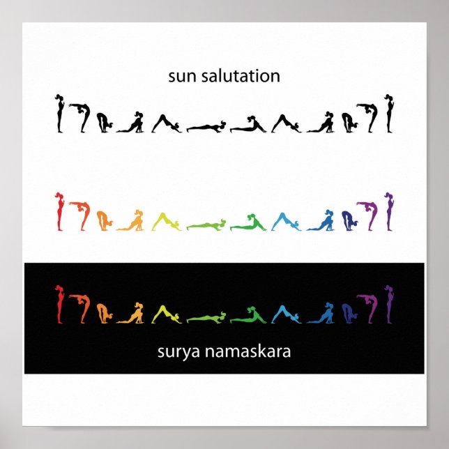 Sonnensalutationen Chakra System Yoga Yoga Zen Aur Poster (Vorne)