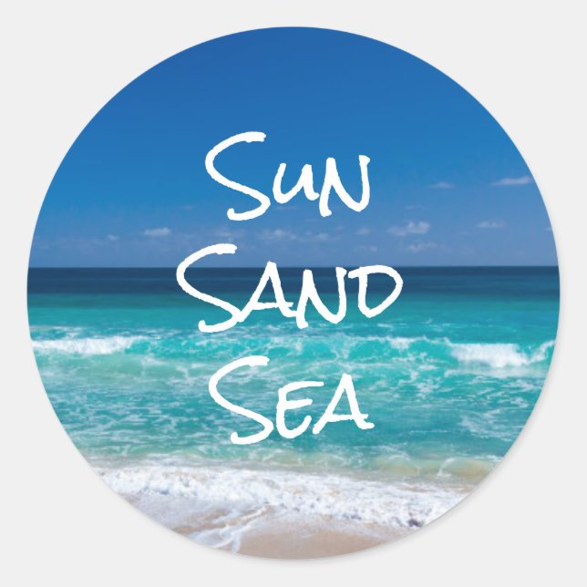 Sonnensand Meer Tropischer Strand Türkisches Wasse Runder Aufkleber (Vorderseite)