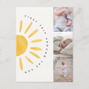Sonnenschein 1. Reise um die Sonne Geburtstagseinl Postkarte
