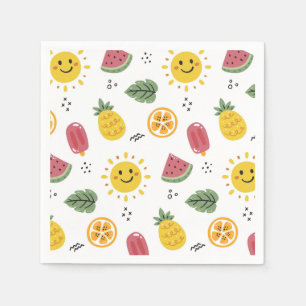 Sonnenschein, Ananas, Wassermelonen, Orangen Serviette