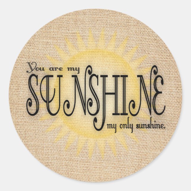 Sonnenschein auf Burlap Runder Aufkleber (Vorderseite)