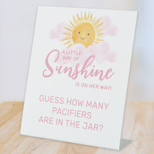 Sonnenschein-Baby-Party - Errate wie viele Schnull Sockelschild