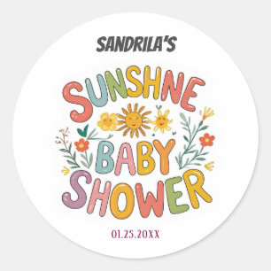 Sonnenschein-Baby-Party Runder Aufkleber