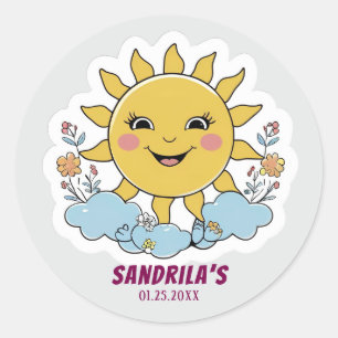 Sonnenschein-Baby-Party Runder Aufkleber