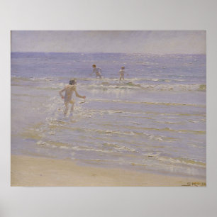 Sonnenschein bei Skagen: Schwimmende Jungen, 1892 Poster