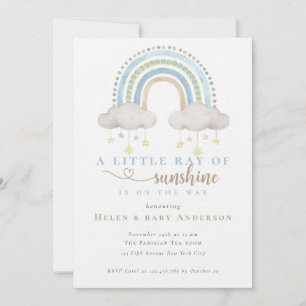 Sonnenschein Blau Boho Regenbogen Junge Baby Showe Einladung