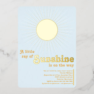 Sonnenschein Blau Gold Sonne Baby Shower Folieneinladung