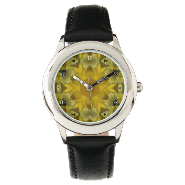 Sonnenschein Blume Burst Golden Armbanduhr (Vorderseite)