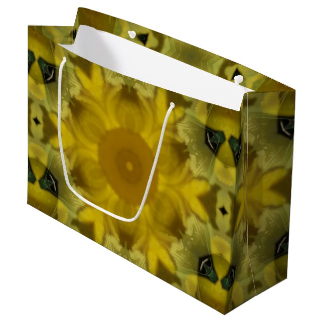 Sonnenschein Blume Burst Golden Große Geschenktüte (Vorderseite Schrägansicht)