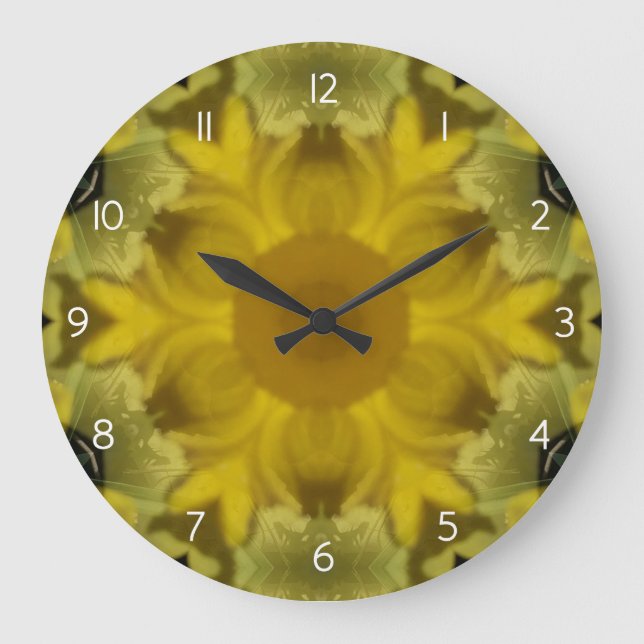 Sonnenschein Blume Burst Golden Große Wanduhr (Vorderseite)