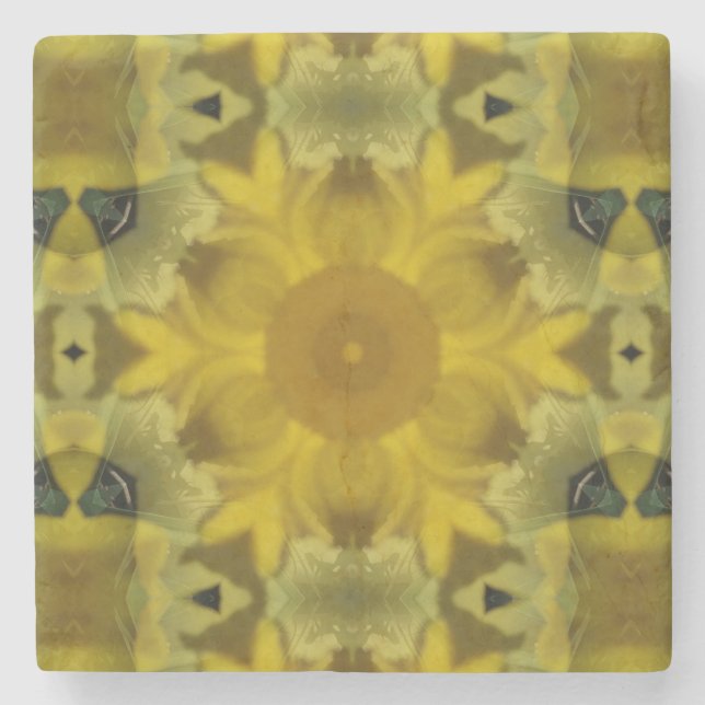 Sonnenschein Blume Burst Golden Steinuntersetzer (Vorderseite)
