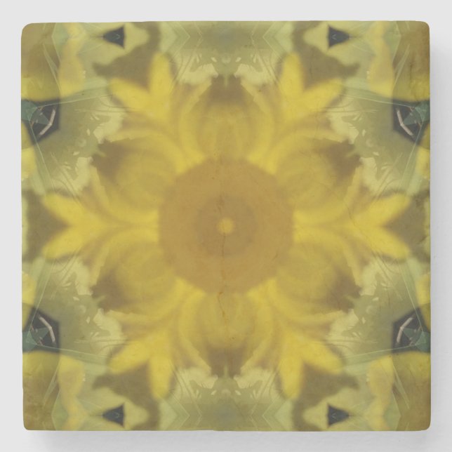 Sonnenschein Blume Burst Golden Steinuntersetzer (Vorderseite)