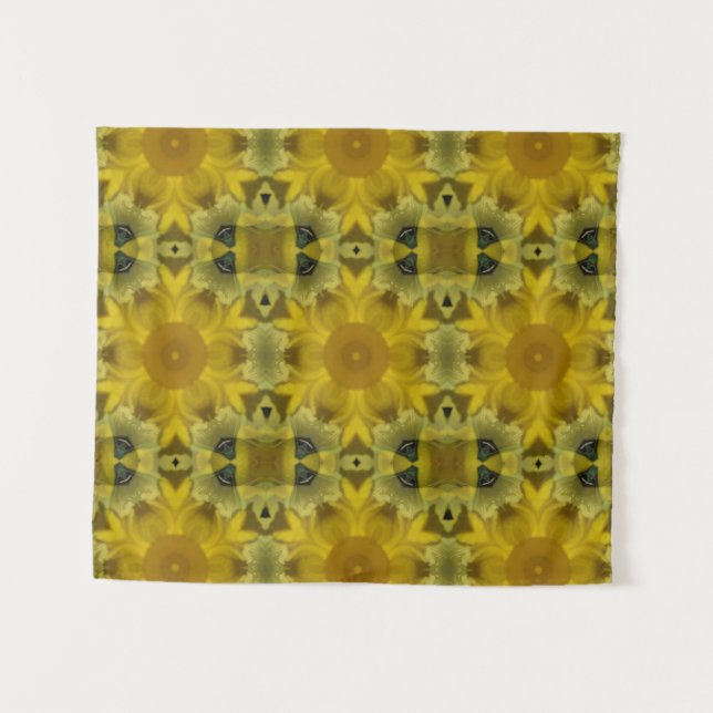Sonnenschein Blume Burst Golden Wandteppich (Vorderseite (Horizontal))