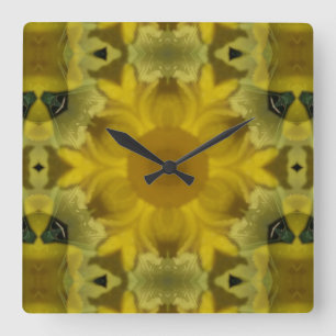 Sonnenschein-Blumen-Ausbruch Golden Quadratische Wanduhr