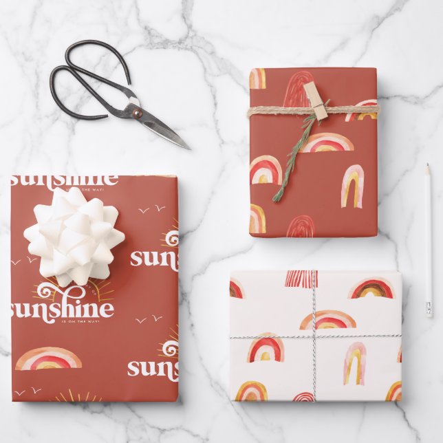 Sonnenschein | Boho Baby Shower Geschenkpapier Set (Vorderseite)