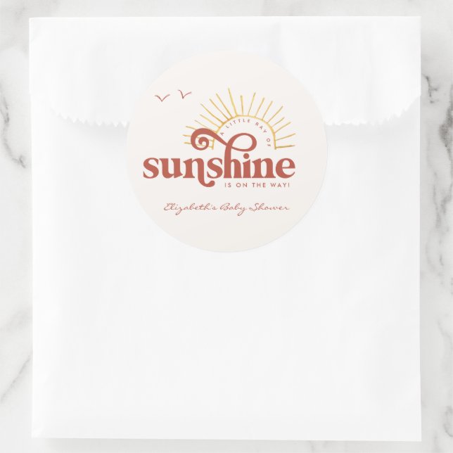 Sonnenschein | Boho Baby Shower Runder Aufkleber (Tasche)