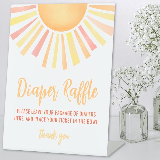 Sonnenschein-Duschdusche Windelwanne Sockelschild (Sunshine Sun Baby Shower Diaper Raffle Pedestal Sign)