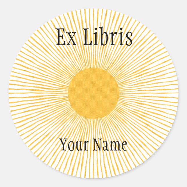 Sonnenschein Ex Libris Buchzeichen, individuell ei Runder Aufkleber (Vorderseite)