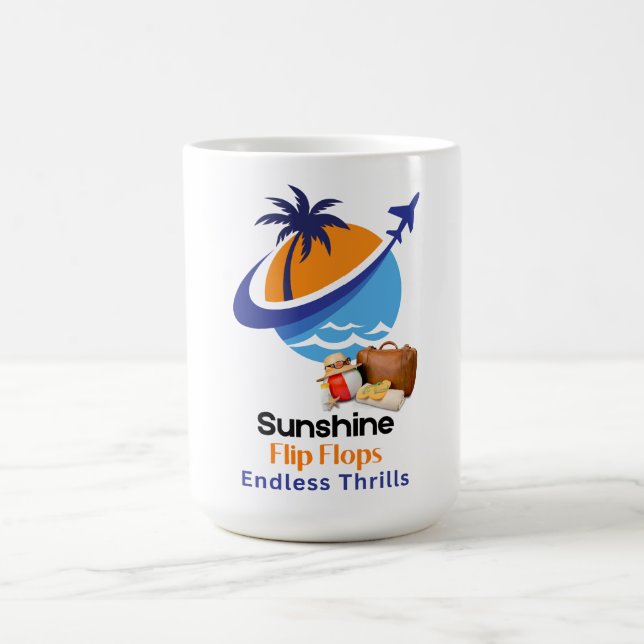Sonnenschein, Flip Flops, endlose Thrills Kaffeetasse (Mittel)