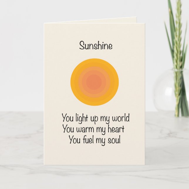 Sonnenschein gefaltete Valentinskarte Feiertagskarte (Vorderseite)