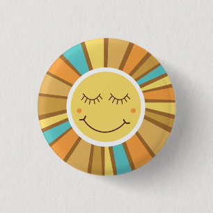 Sonnenschein Groovy Retro Boho Hippie Rund um die  Button