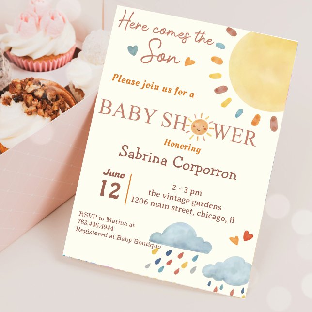 Sonnenschein hier kommt die Son Baby Dusche Einlad Einladung (Von Creator hochgeladen)
