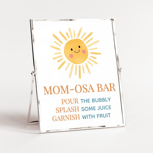 Sonnenschein hier kommt die Son Mama Osa Bar Poster (Here Comes the Son Cute Sun Baby Shower Mom Osa Bar Sign)