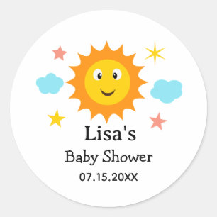 Sonnenschein Hier Kommt Die Sonne Baby Shower  Runder Aufkleber