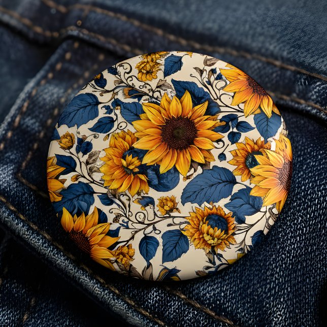 Sonnenschein im Blut: Sonnenblumenknopf Button (Von Creator hochgeladen)