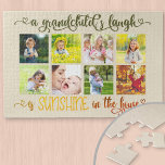 Sonnenschein im Hausangebot - Foto für Großkinder<br><div class="desc">Erstellen Sie Ihr eigenes Foto-Puzzle mit 8 Ihrer Lieblings-Fotos. Im Design steht das Zitat "Das Lachen eines Enkels ist das Sonnenschein im Haus". Es ist in verzierter Kalligrafie mit Lieben und einer farbenfrohen Farbpalette von olivgrün durch sonnige Gelb und verbrannte Orange geschrieben. Die Fotovorlage ist für Sie bereit, um Ihre...</div>
