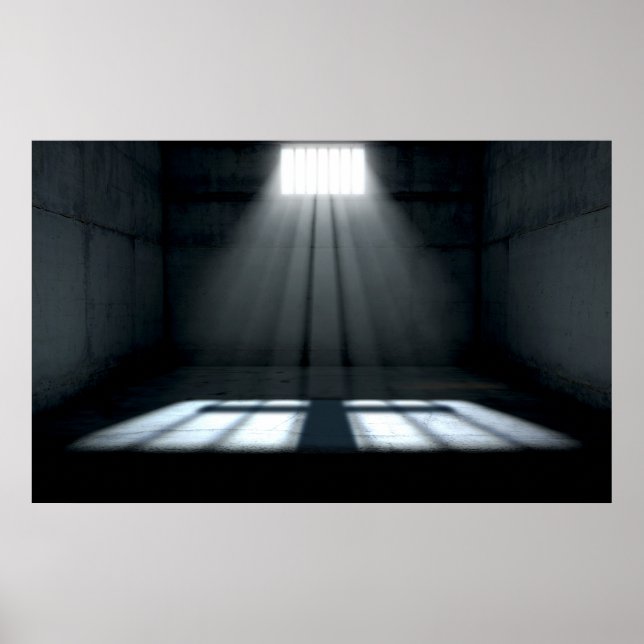 Sonnenschein in der Gefängniszelle Fenster Poster (Vorne)
