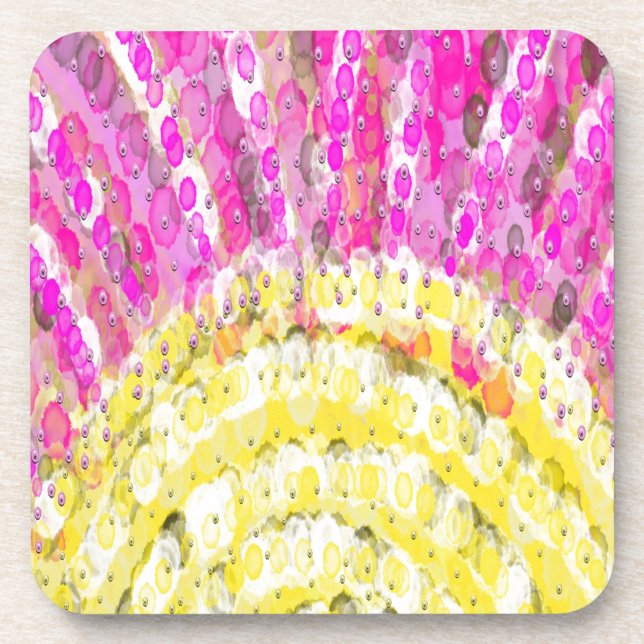 Sonnenschein in Gelb und Fuchsia Untersetzer (Vorderseite)