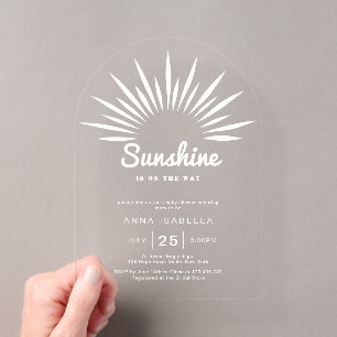 Sonnenschein ist auf dem Weg Babydusche Minimalist Acryleinladungen