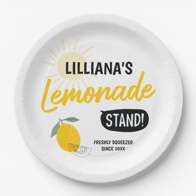 Sonnenschein Lemonade & Fun jedes Alter Glück zum  Pappteller (Vorderseite)