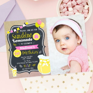 Sonnenschein-Limonade-Mädchen Rosa Sommer Foto Geb Einladung