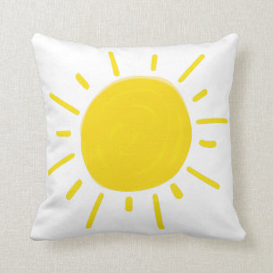 Sonnenschein malte launische gelbe Sonne Kissen