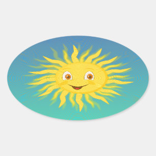 Sonnenschein mit kreisförmigen Linien Ovaler Aufkleber