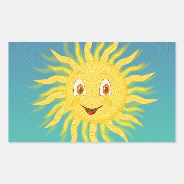 Sonnenschein mit kreisförmigen Linien Rechteckiger Aufkleber (Vorderseite)